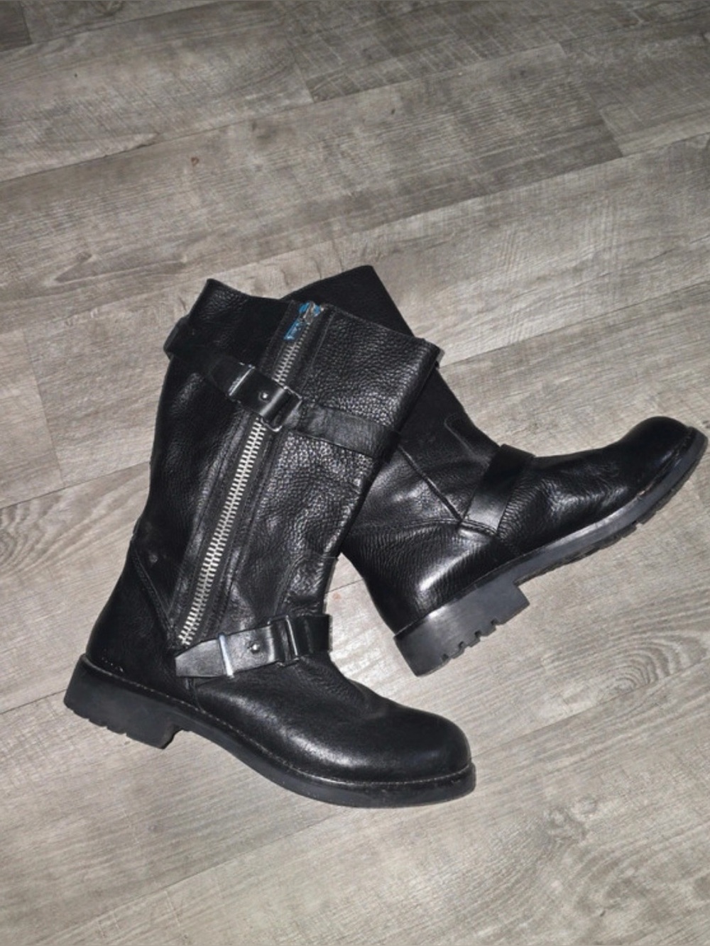 Black COACH Women's Mid-Calf Leather Zipper Boots